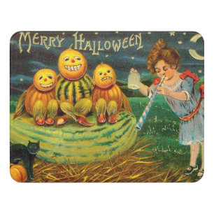Young Witch's Brew: Pumpkin Men on Magick Altar Door Sign