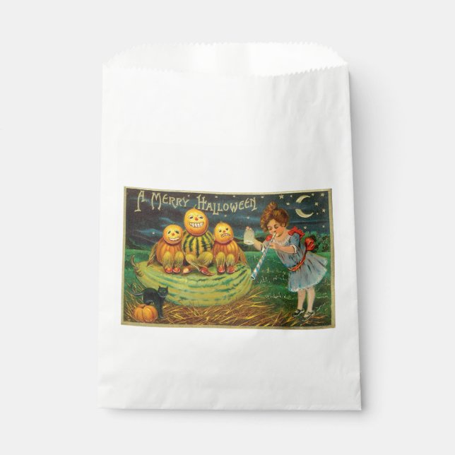 Young Witch's Brew: Pumpkin Men on Magick Altar Favor Bag (Front)