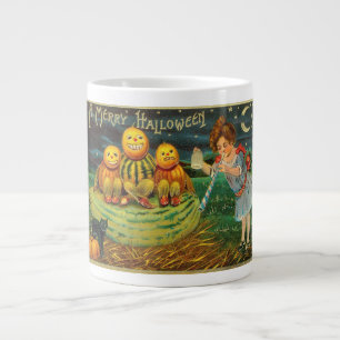 Young Witch's Brew: Pumpkin Men on Magick Altar Giant Coffee Mug