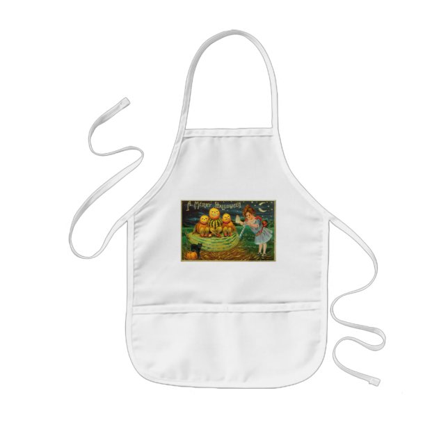 Young Witch's Brew: Pumpkin Men on Magick Altar Kids' Apron (Front)