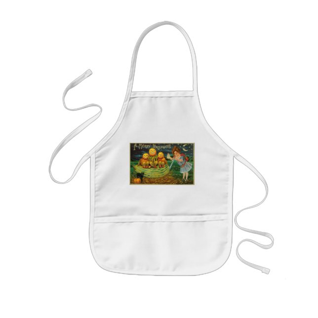 Young Witch's Brew: Pumpkin Men on Magick Altar Kids' Apron (Front)