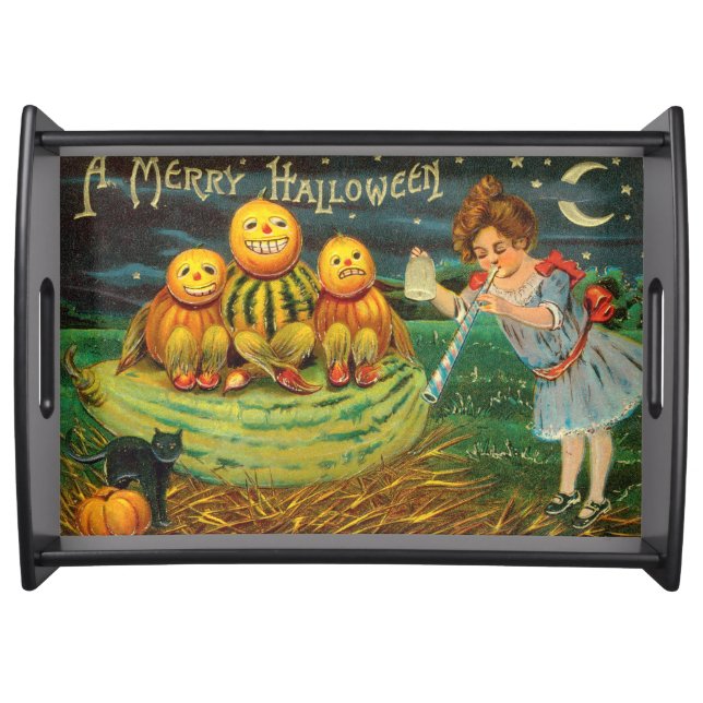 Young Witch's Brew: Pumpkin Men on Magick Altar Serving Tray (Front)