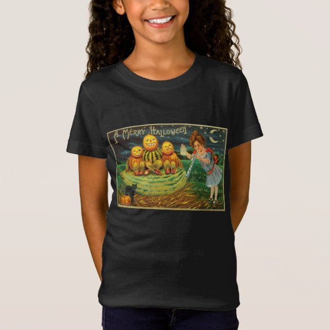 Young Witch's Brew: Pumpkin Men on Magick Altar T-Shirt (Front)