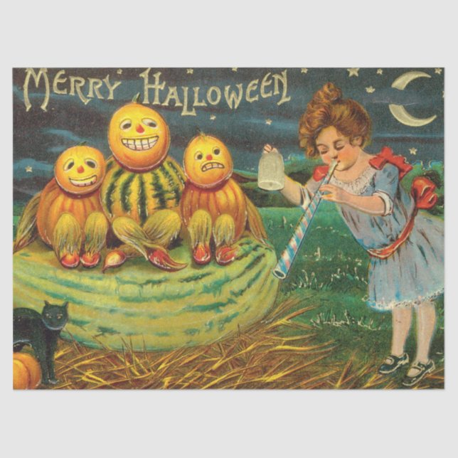 Young Witch's Brew: Pumpkin Men on Magick Altar Tissue Paper (Front)