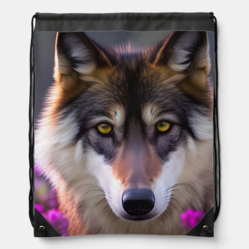 Young wolf in fuchsia pink  grocery bag