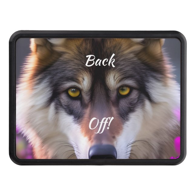 Young wolf Stare  - Back Off!  Hitch Cover (Front)