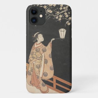 Young Woman Admiring Plum Blossoms at Night maiko Case-Mate iPhone Case