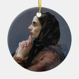 Young Woman at Prayer, 1879 (oil on canvas) Ceramic Ornament