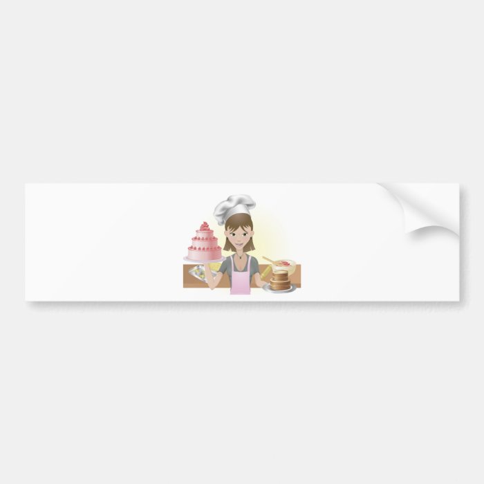 Young woman baking a cakes and cookies bumper sticker