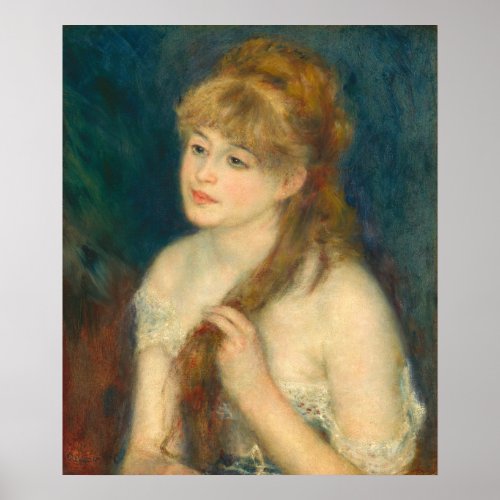 Young Woman Braiding _ Auguste Renoir Fine Art Pos Poster