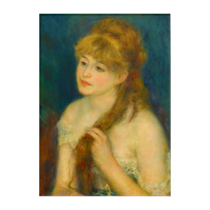 Young Woman Braiding Her Hair by Renoir Acrylic Print
