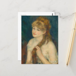 Young Woman Braiding Her Hair by Renoir Postcard