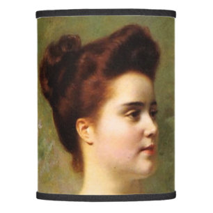 Young woman by a bouquet of hydrangeas lamp shade