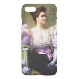 Young woman by a bouquet of hydrangeas iPhone SE/8/7 case