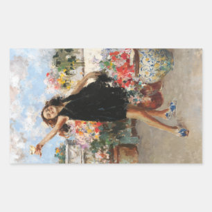 Young Woman Celebrating Victory (Vincenzo Irolli) Rectangular Sticker
