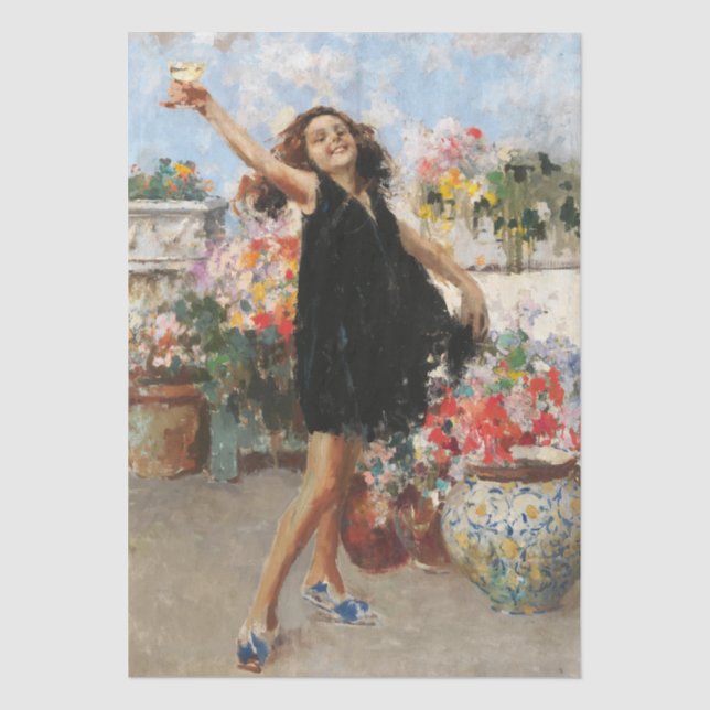 Young Woman Celebrating Victory (Vincenzo Irolli) Tissue Paper (Front)