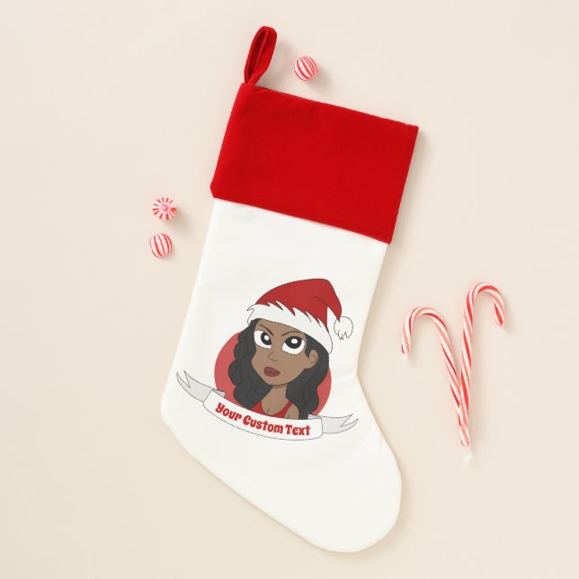 Young woman Christmas cartoon Christmas Stocking (Front)