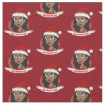 Young woman Christmas cartoon Fabric