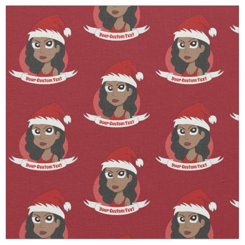 Young woman Christmas cartoon Fabric