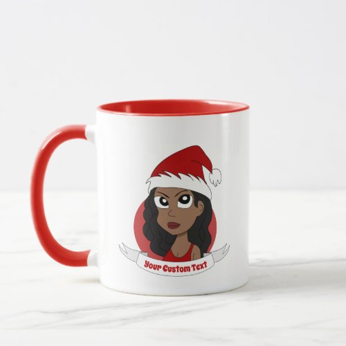 Young woman Christmas cartoon Mug