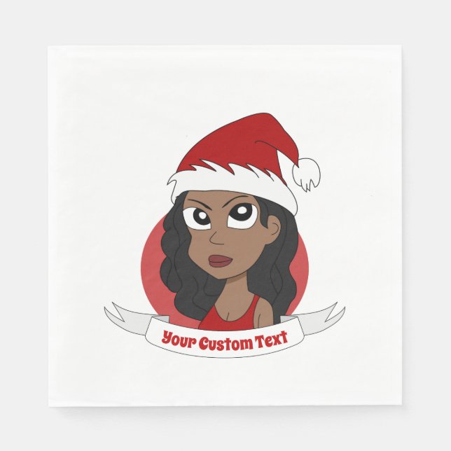 Young woman Christmas cartoon Napkins (Front)