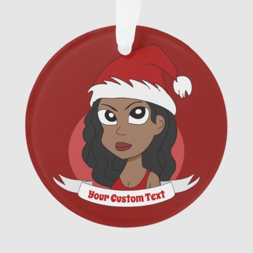 Young woman Christmas cartoon Ornament