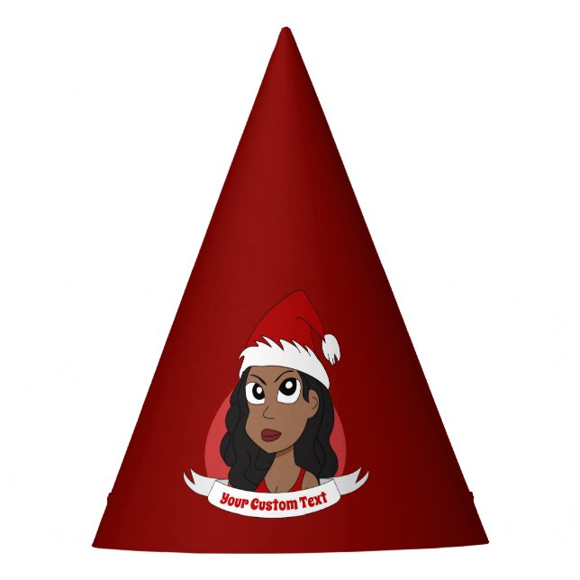 Young woman Christmas cartoon Party Hat (Front)