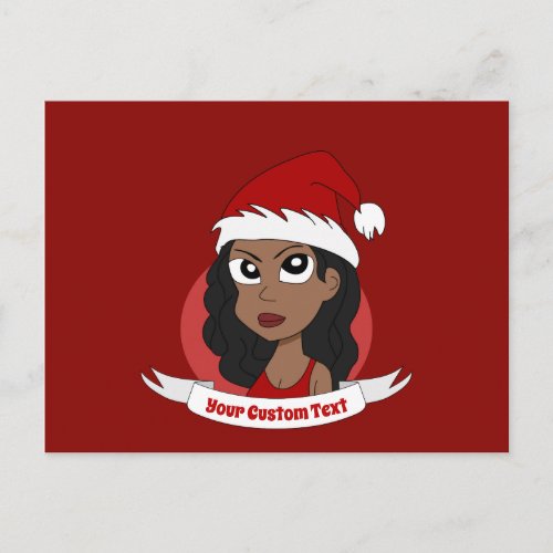 Young woman Christmas cartoon Postcard