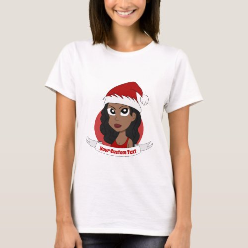 Young woman Christmas cartoon T_Shirt