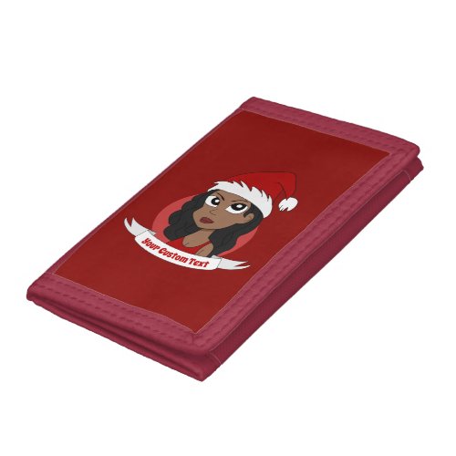 Young woman Christmas cartoon Trifold Wallet