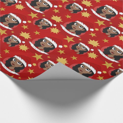 Young woman Christmas cartoon Wrapping Paper