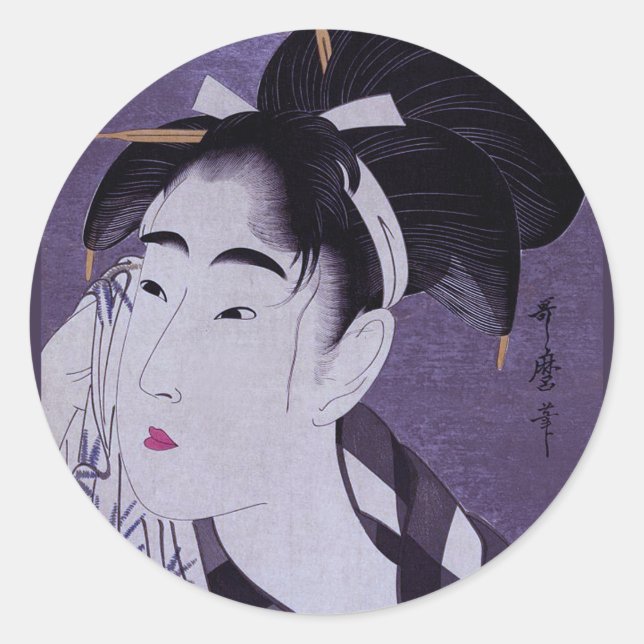 Young Woman Classic Round Sticker (Front)