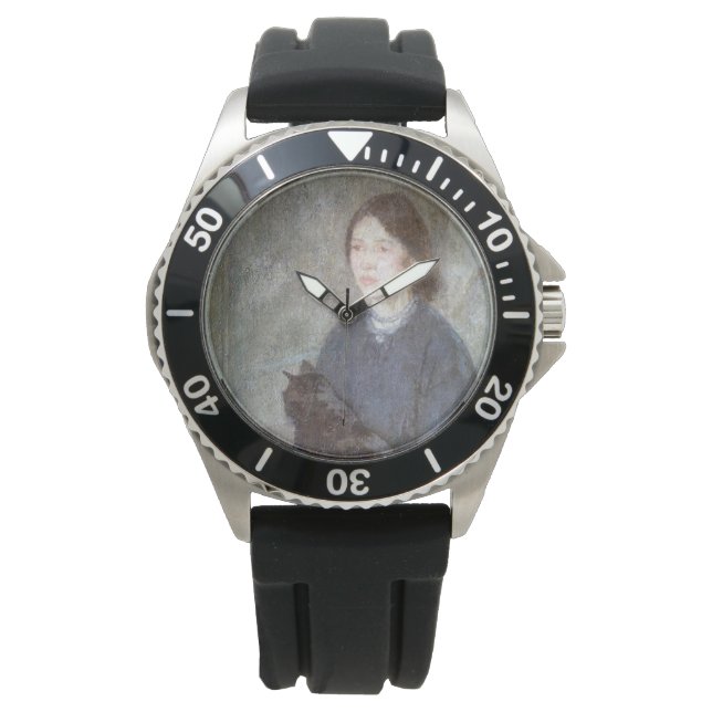 Young Woman Holding a Black Cat (by Gwen John) Watch (Front)