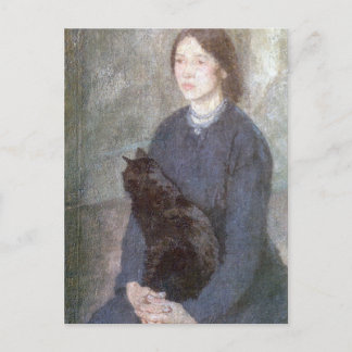 Young Woman Holding a Black Cat - Gwen John Postcard