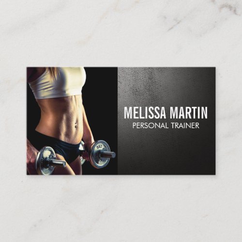 Young Woman Holding Dumbbell  Business Card