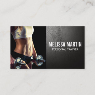 Young Woman Holding Dumbbells  Business Card