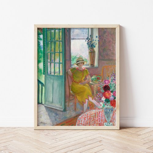 Young Woman in a Flowery Interior  Henri Lebasque Poster