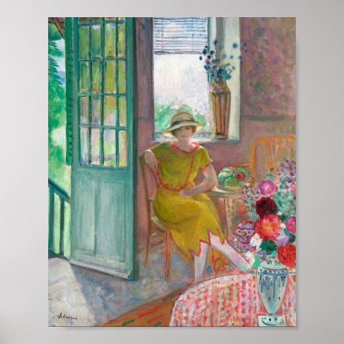 Young Woman in a Flowery Interior  Henri Lebasque Poster