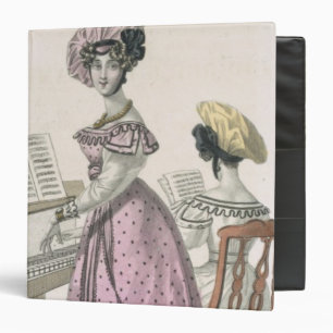 Young Woman in a Pink Organdie Dress Trimmed with 3 Ring Binder