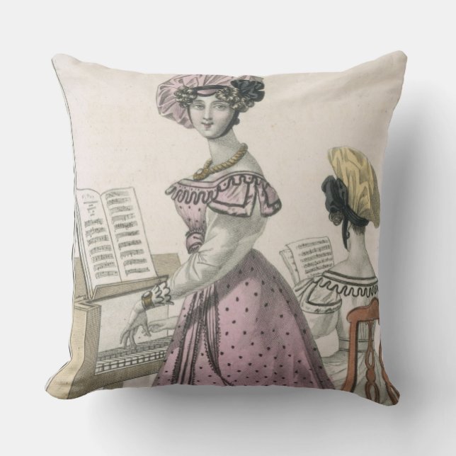 Young Woman in a Pink Organdie Dress Trimmed with Throw Pillow (Front)