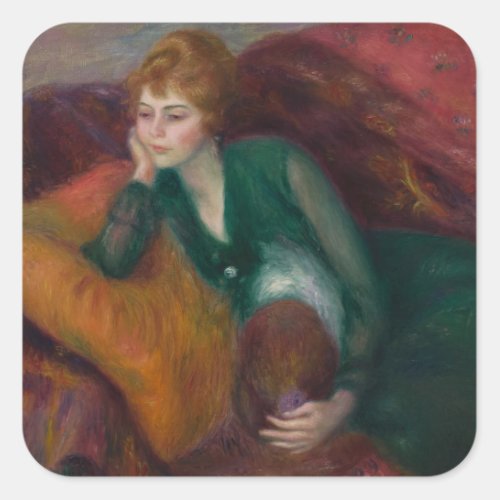 Young Woman in Green William James Glackens  Square Sticker