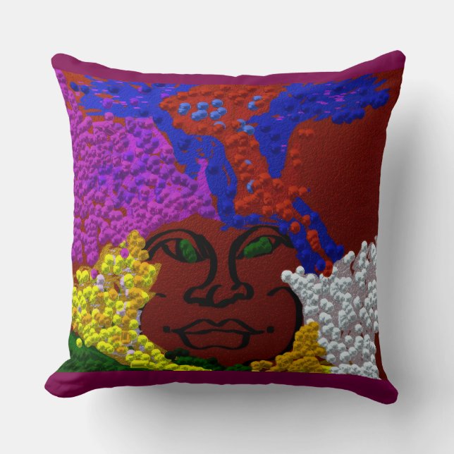 Young Woman in the Flower Mist Throw Pillow (Front)