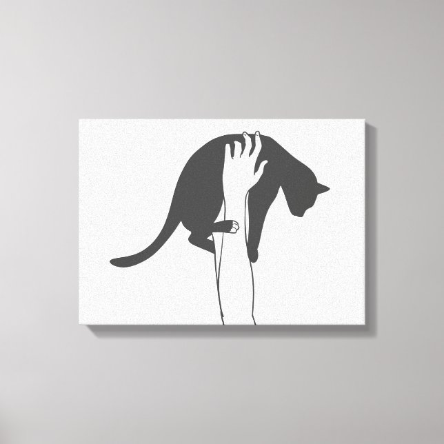 Young woman lifting cat - Choose background color Canvas Print (Front)