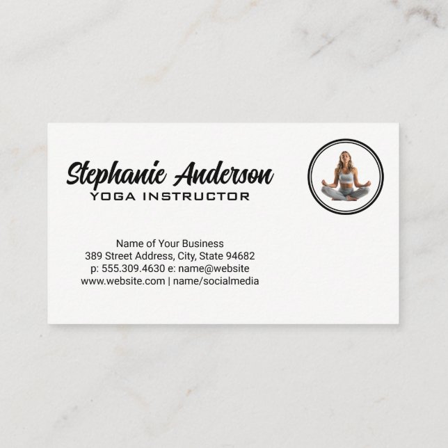 Young Woman Meditating | Yoga Pose Business Card (Back)