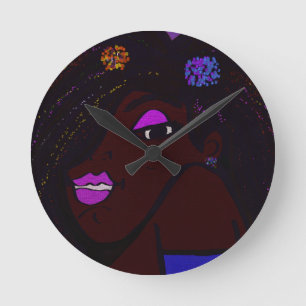 Young Woman of Color Animation Round Clock