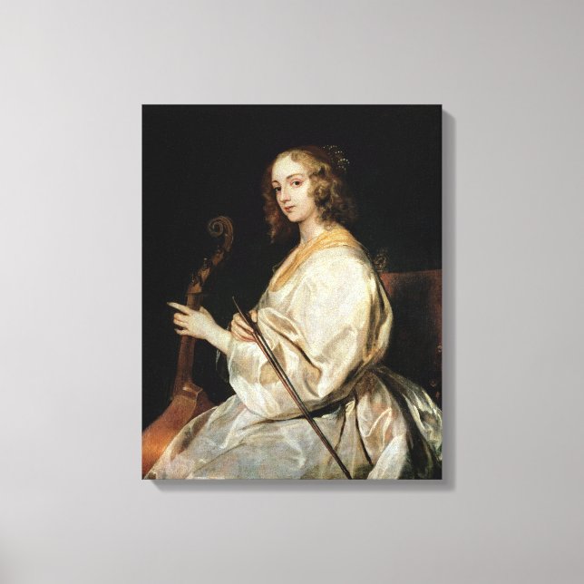Young Woman Playing a Viola da Gamba Canvas Print (Front)
