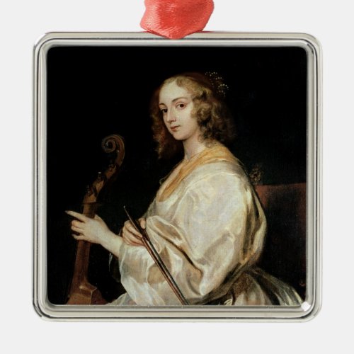 Young Woman Playing a Viola da Gamba Metal Ornament