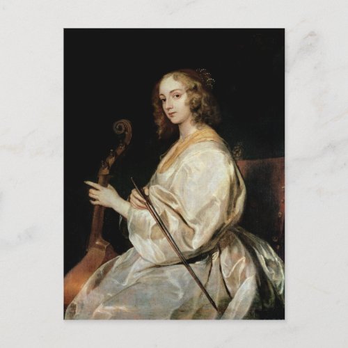 Young Woman Playing a Viola da Gamba Postcard