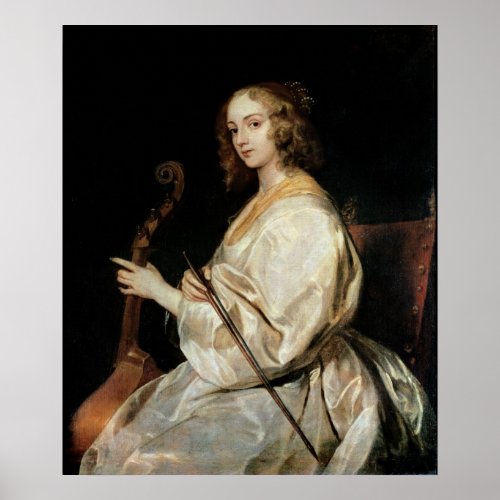 Young Woman Playing a Viola da Gamba Poster