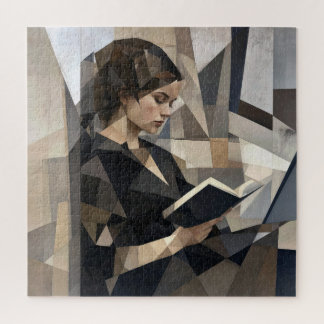Young Woman Reading a Book Picasso Style Jigsaw Puzzle